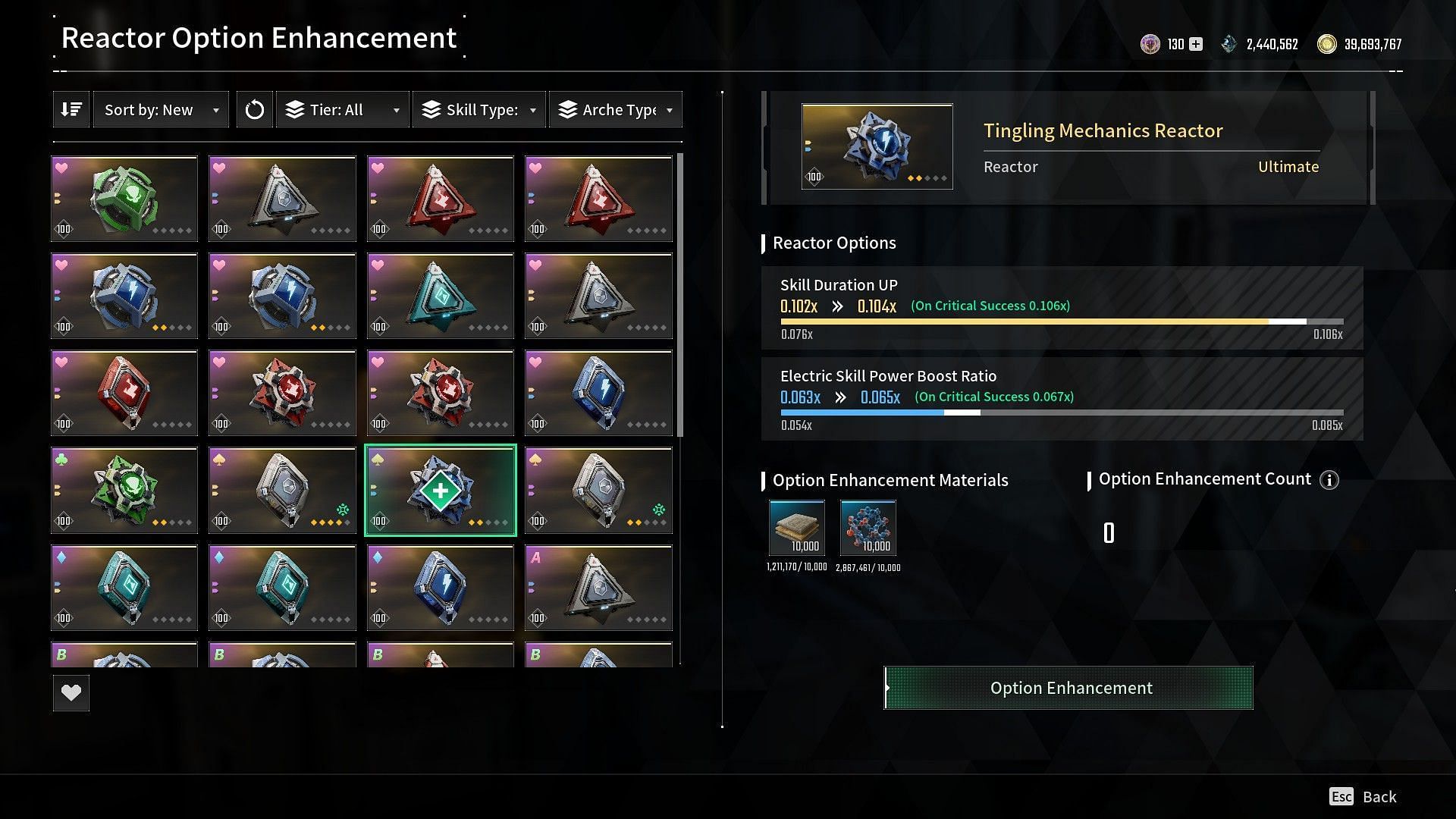 Reactor enhancement window (Image via Nexon)